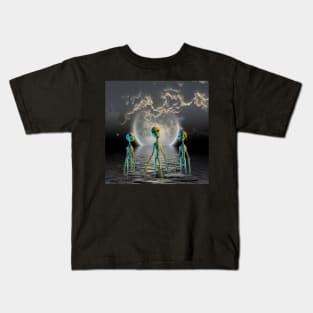 Three aliens on water planet Kids T-Shirt